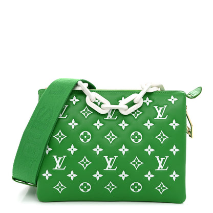Louis Vuitton Lambskin Embossed Monogram LV Match Coussin PM Green White 1 of 10