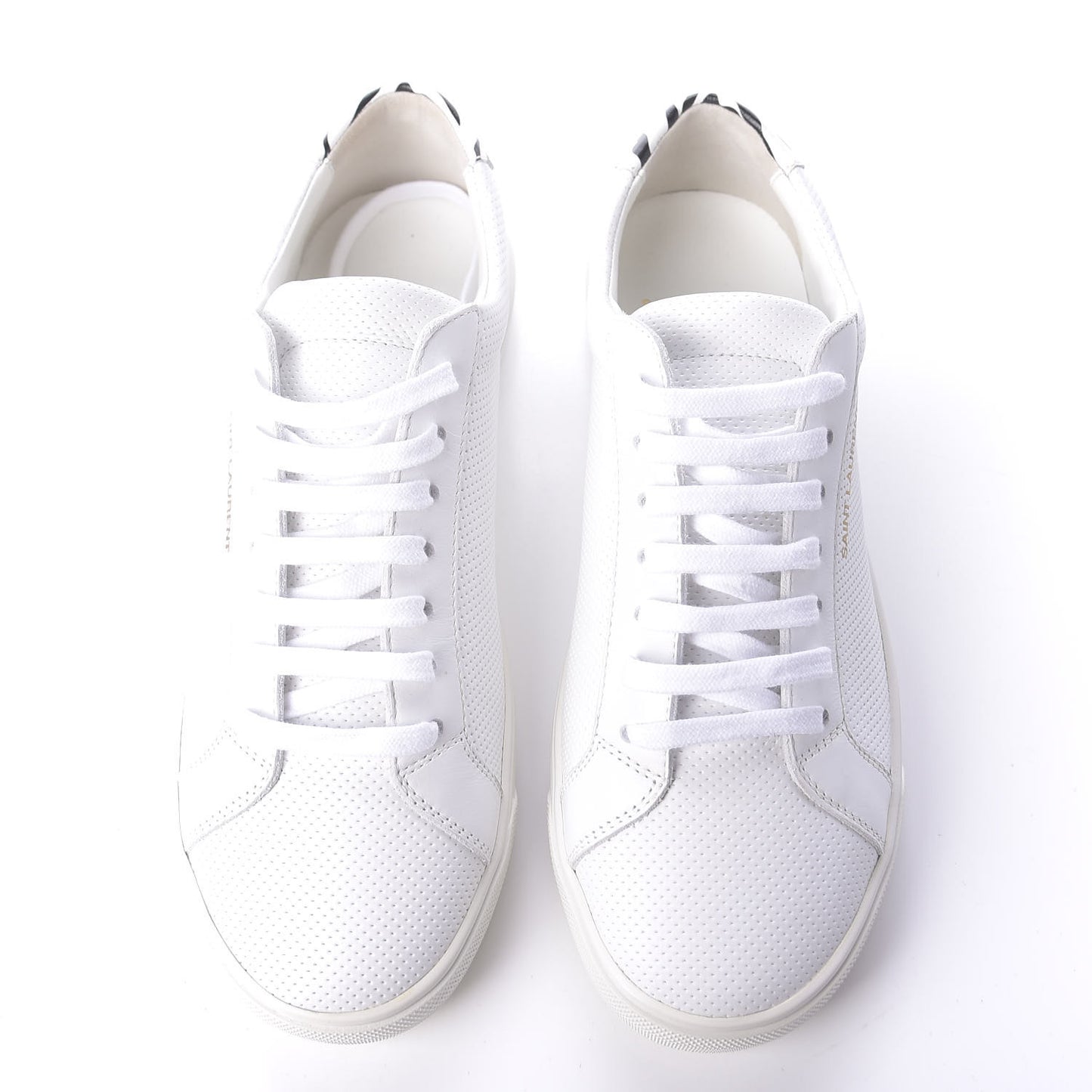 Perforated Calfskin Zebra Print Andy Low Top Sneakers 38.5 White