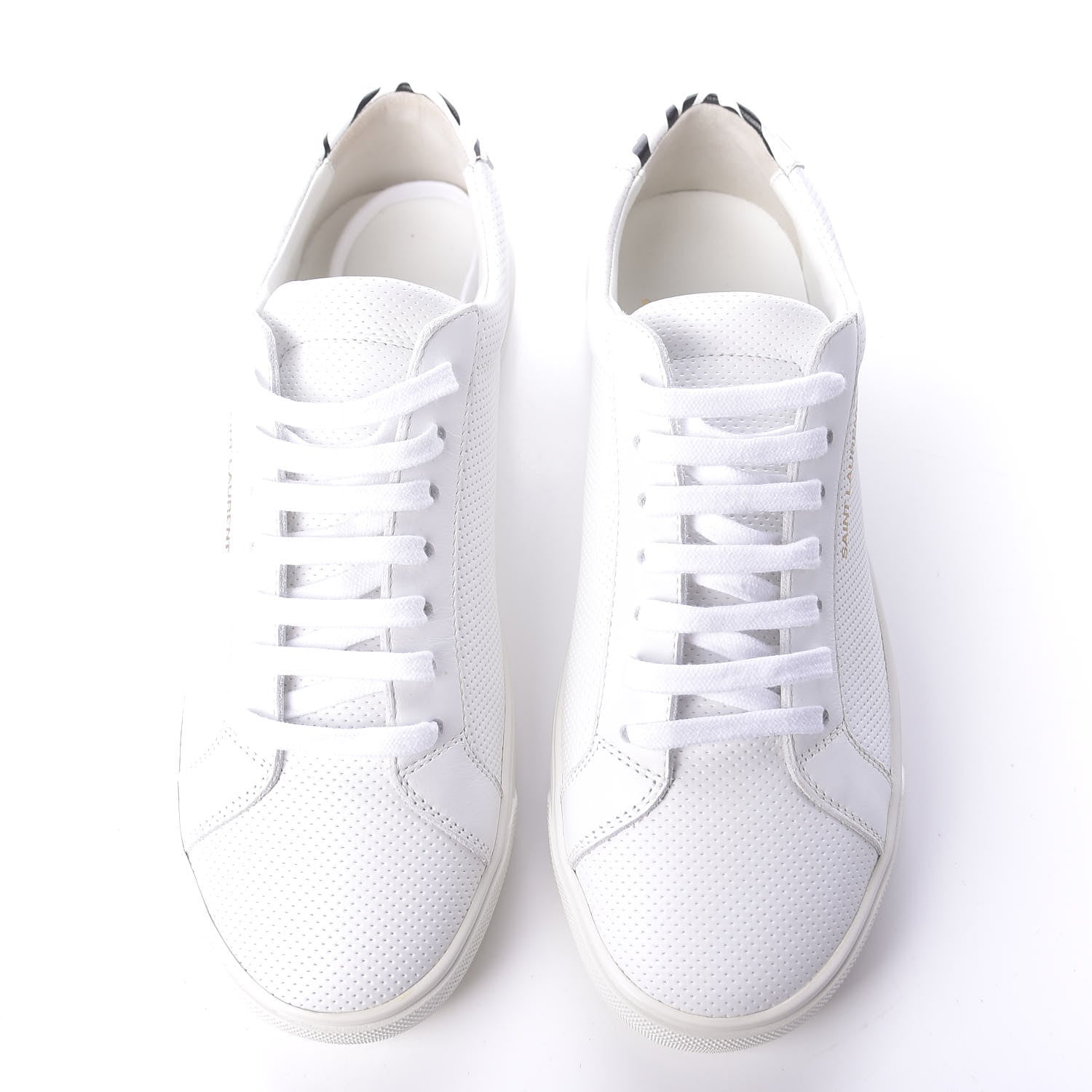 Saint Laurent Perforated Calfskin Zebra Print Andy Low Top Sneakers 38.5 White 5 of 11