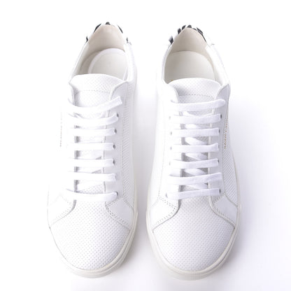 Saint Laurent Perforated Calfskin Zebra Print Andy Low Top Sneakers 38.5 White 5 of 11