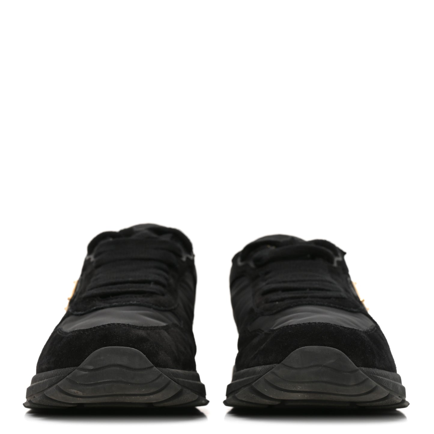 Re-Nylon Suede Metal Triangle Sneakers 38 Black