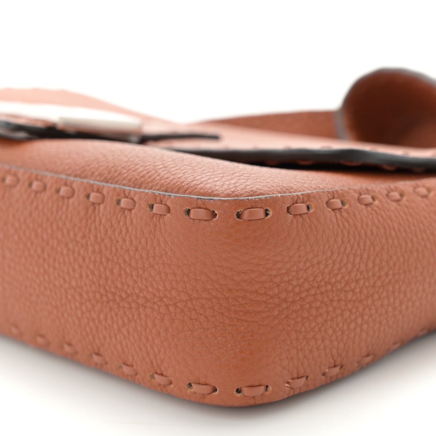 Fendi Cuoio Roma Sellerissima Nappa Sintetica Tape Stitch Baguette Brandy 10 of 11