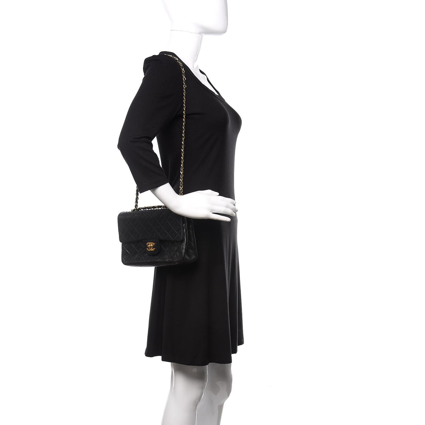 Lambskin Quilted Small Double Flap Black
