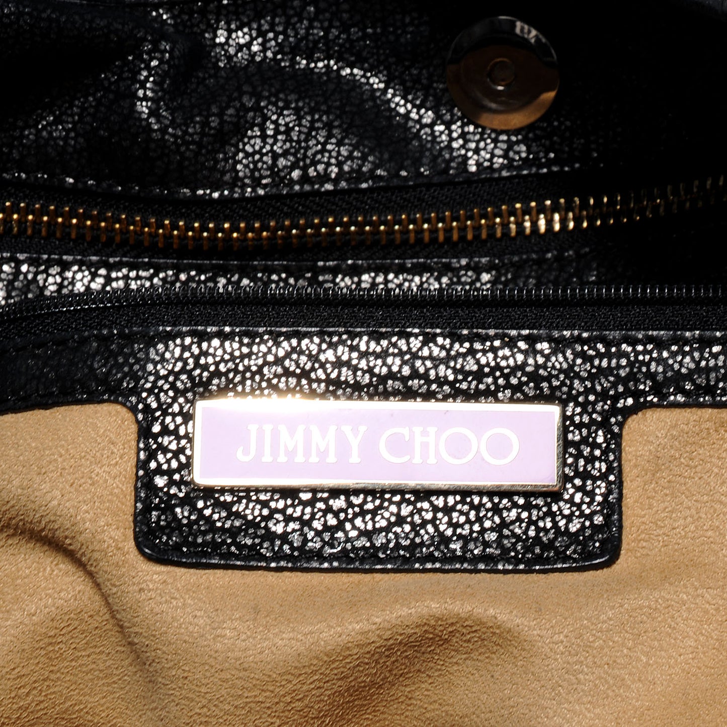 Metallic Leather Perforated Bardia Hobo Black