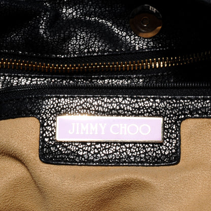 Jimmy Choo Metallic Leather Perforated Bardia Hobo Black 8 of 10