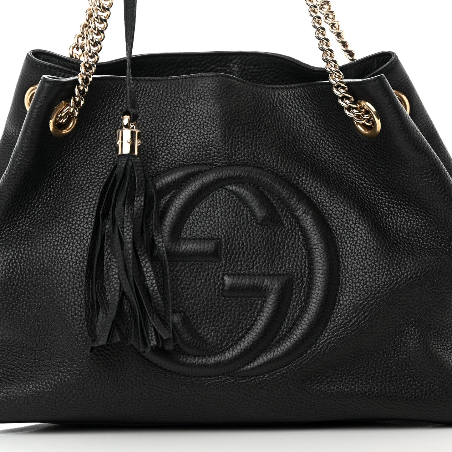 Pebbled Calfskin Medium Soho Chain Shoulder Bag Black