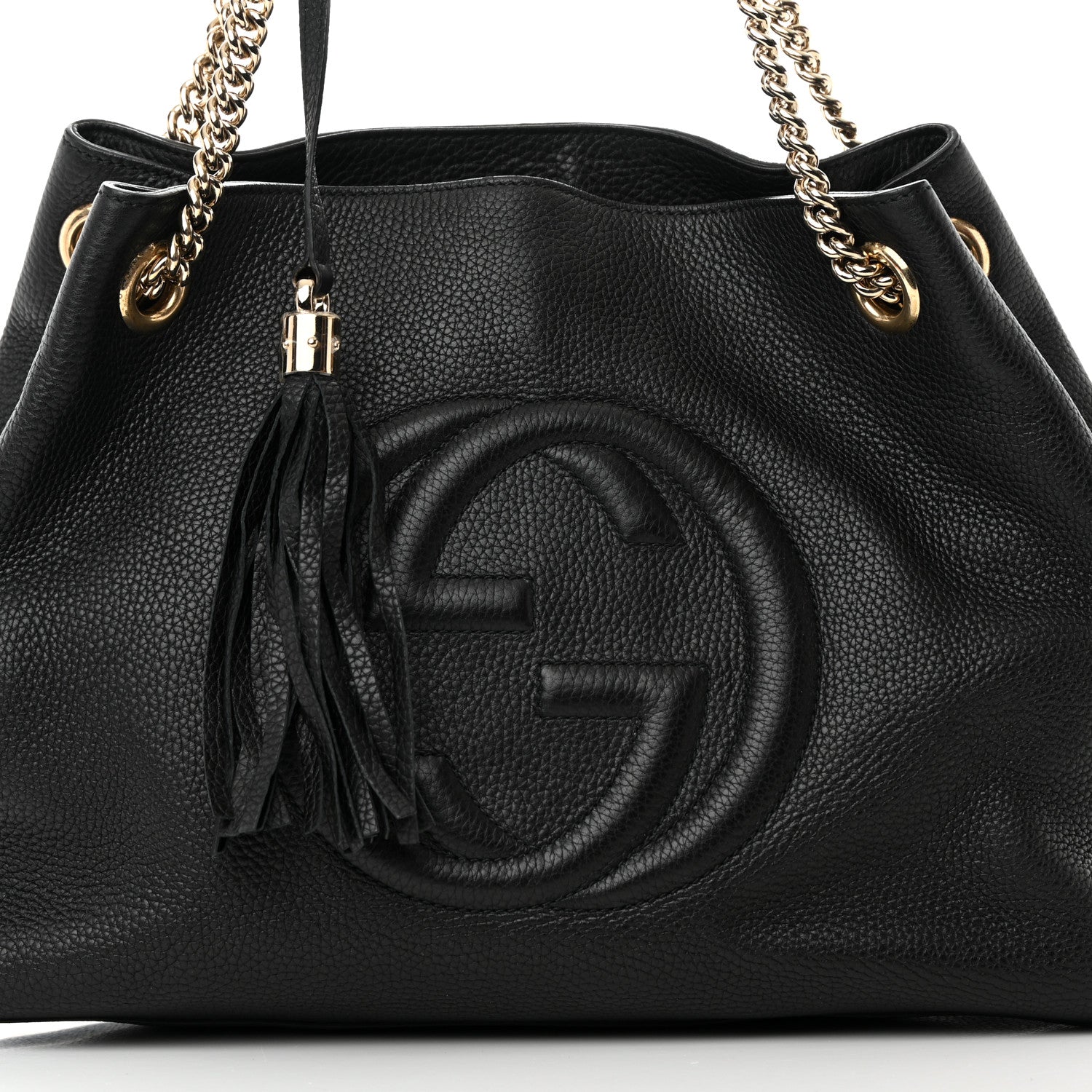 Gucci Pebbled Calfskin Medium Soho Chain Shoulder Bag Black 8 of 12