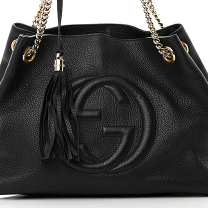 Gucci Pebbled Calfskin Medium Soho Chain Shoulder Bag Black 8 of 12