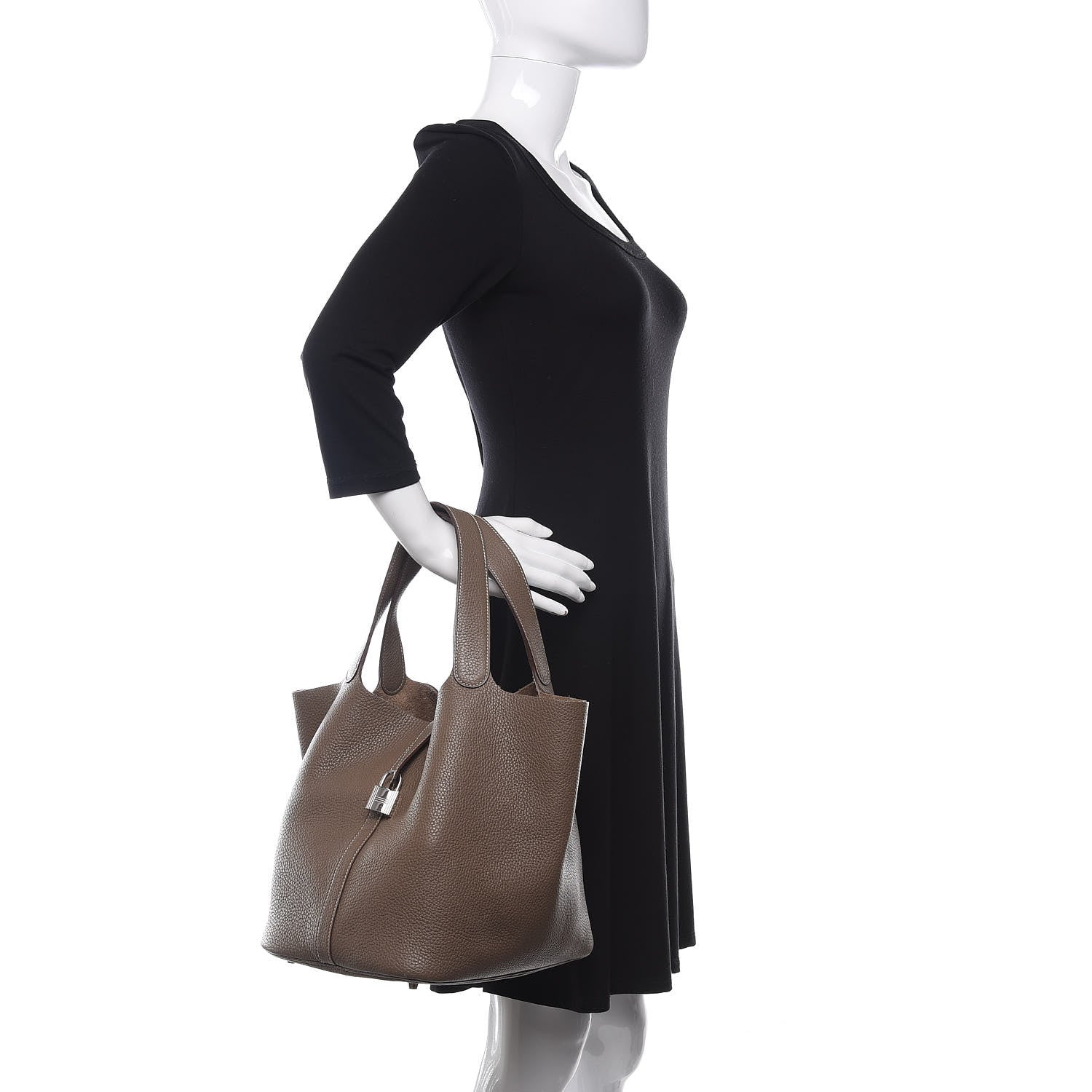 Hermes Taurillon Clemence Picotin Lock 22 MM Etoupe 2 of 11