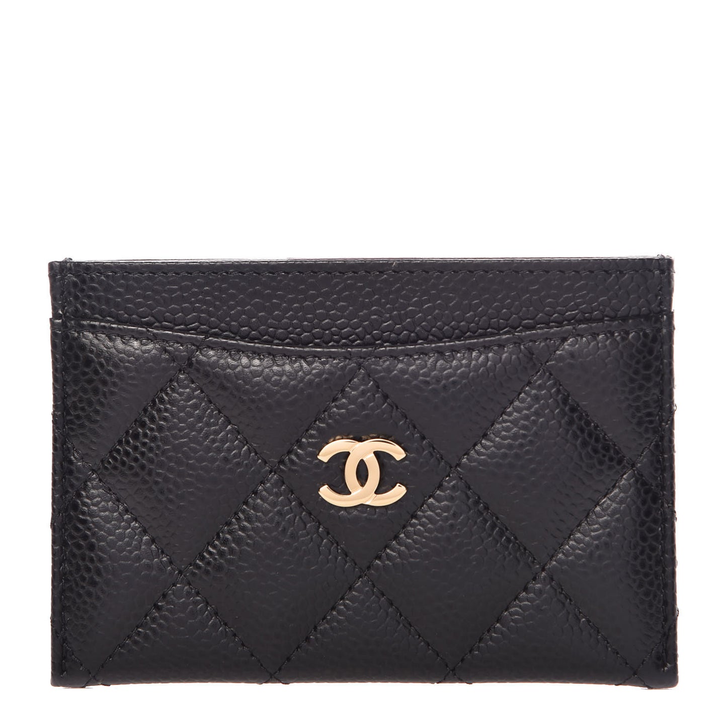 Caviar Quilted Card Holder Black