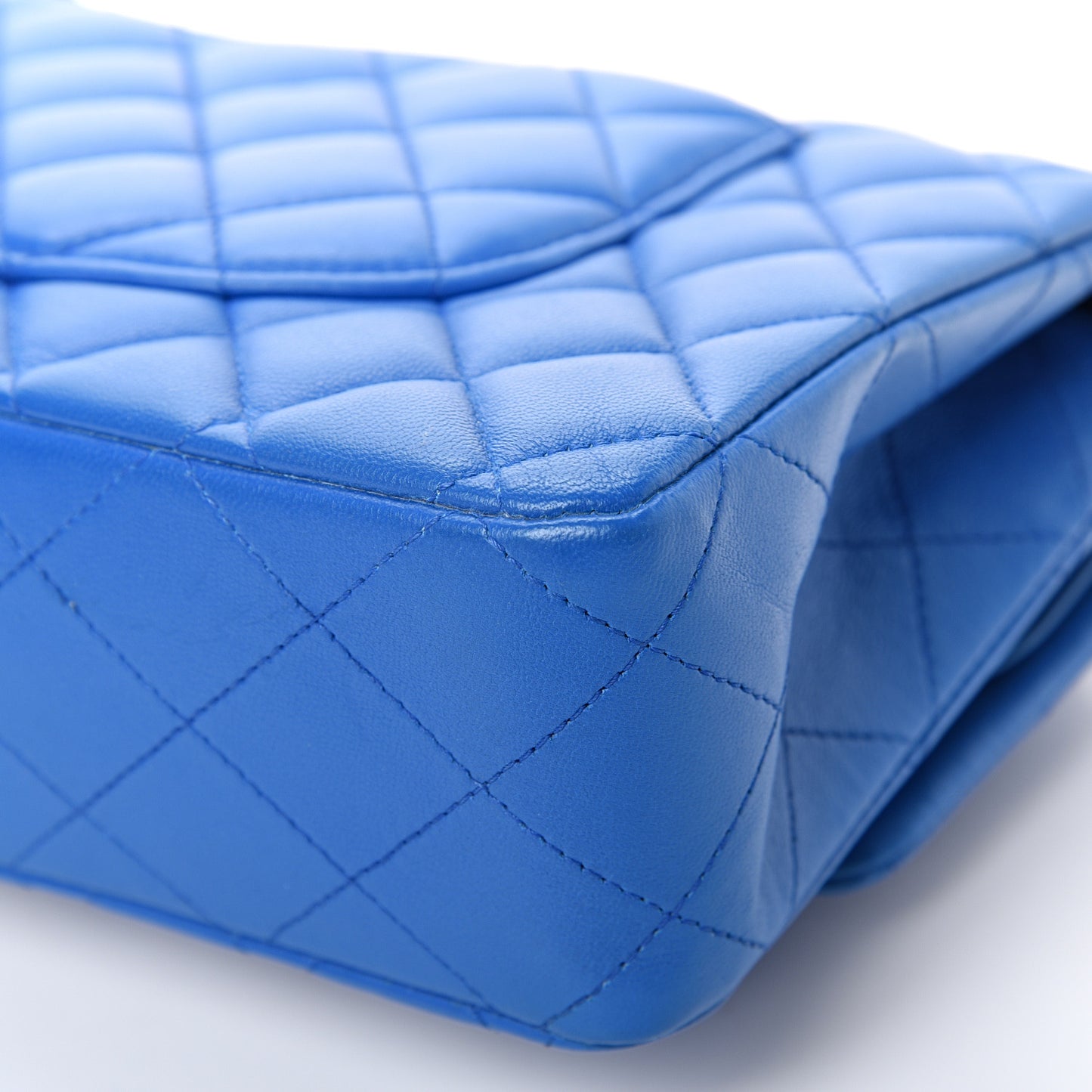 Lambskin Quilted Medium Double Flap Blue