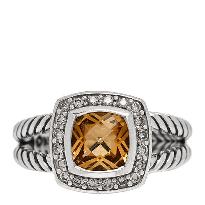 David Yurman Sterling Silver Diamond Citrine 7mm Petite Albion Ring 52 6 1 of 5