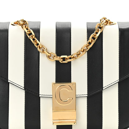Celine Shiny Calfskin Stripes Small C Bag Black 7 of 9