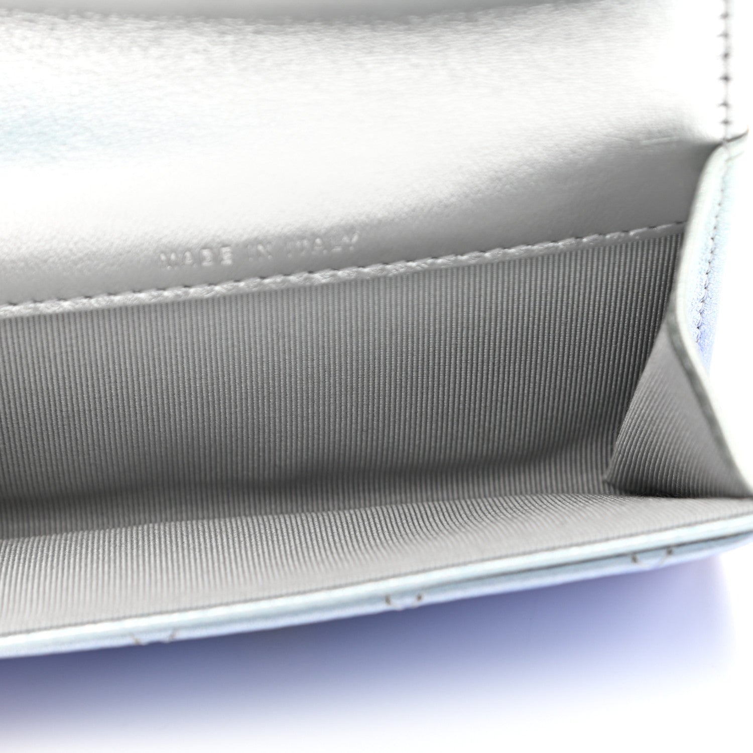 Chanel Gradient Metallic Calfskin Quilted Flap Card Holder Wallet Silver Blue Yellow Purple 5 of 9