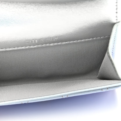 Chanel Gradient Metallic Calfskin Quilted Flap Card Holder Wallet Silver Blue Yellow Purple 5 of 9