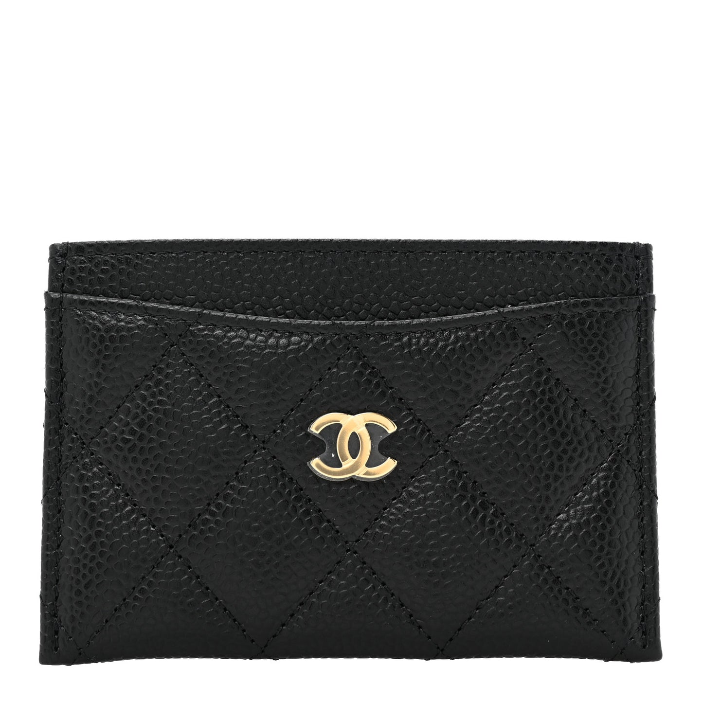 Caviar Quilted Card Holder Black