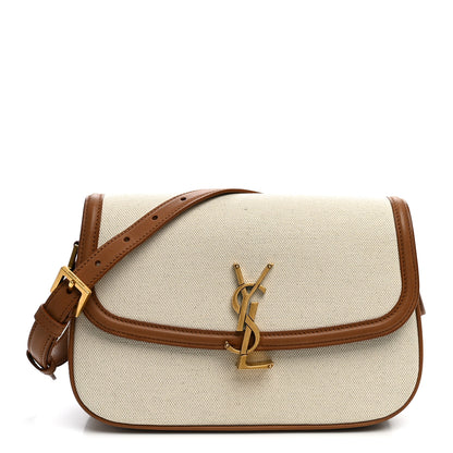 Saint Laurent Linen Calfskin Monogram Small Solferino Satchel Greggio Brick 1 of 9