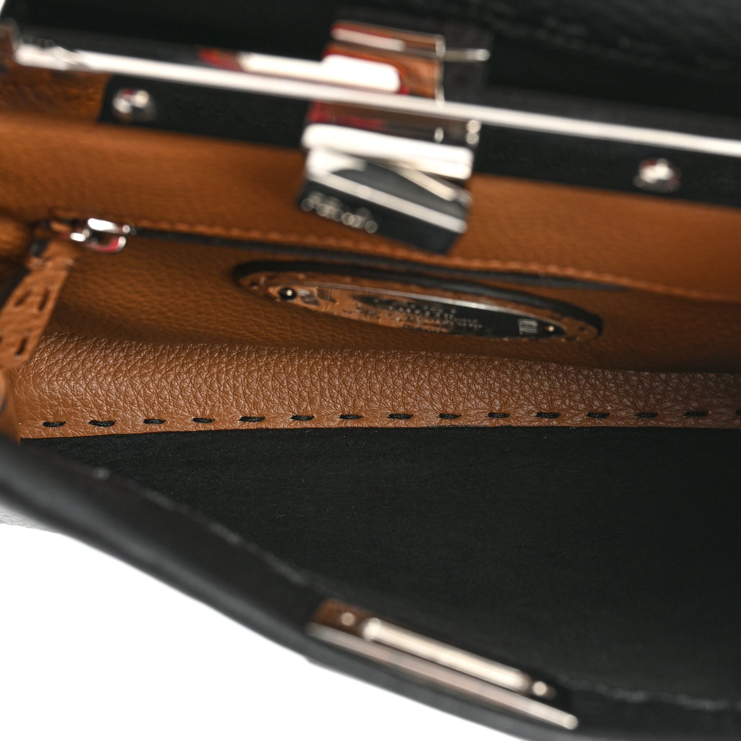 Cuoio Romano Selleria Bi-Color Mini Peekaboo Iconic Satchel Black Mou
