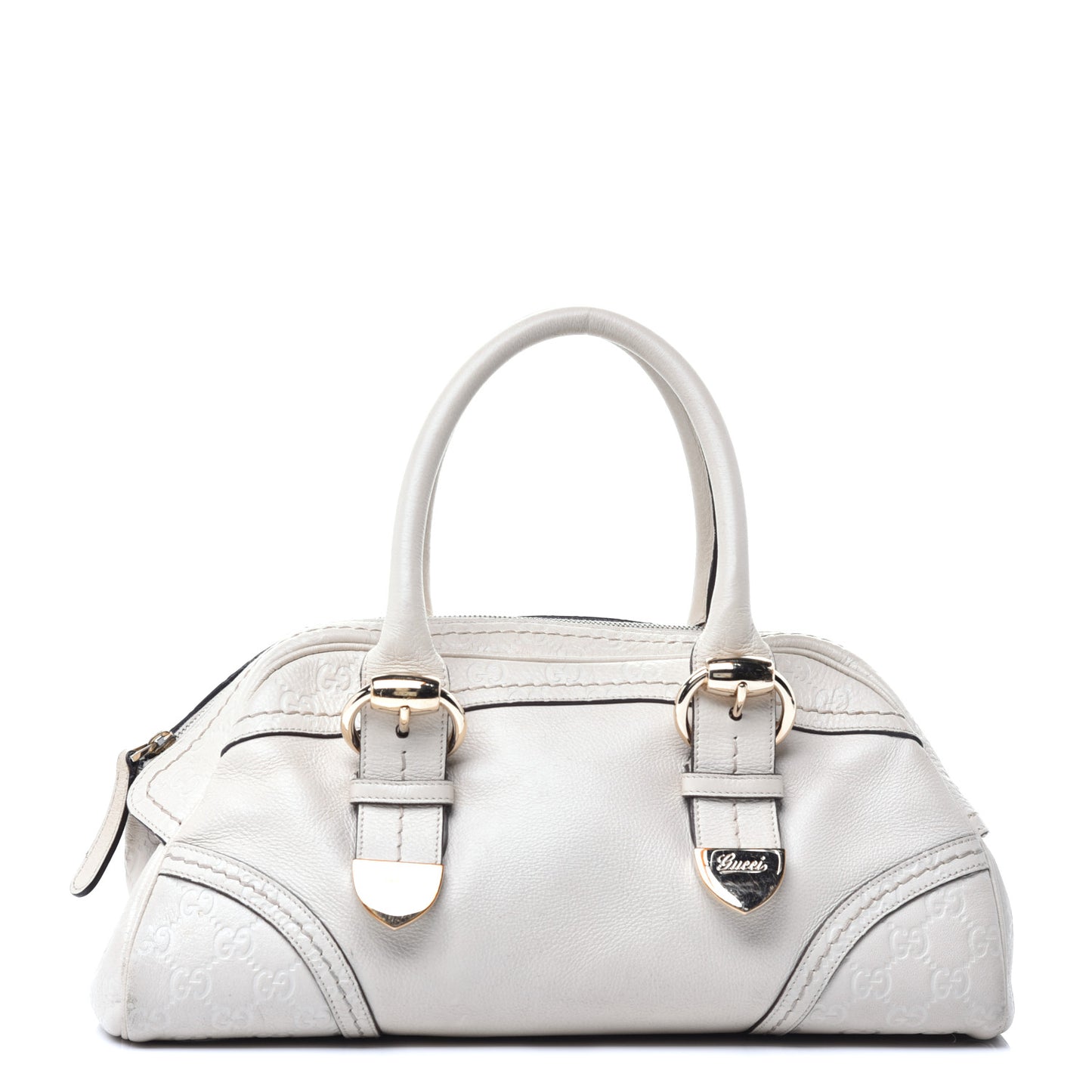 Calfskin Guccissima Signoria Bowler Bag Off White