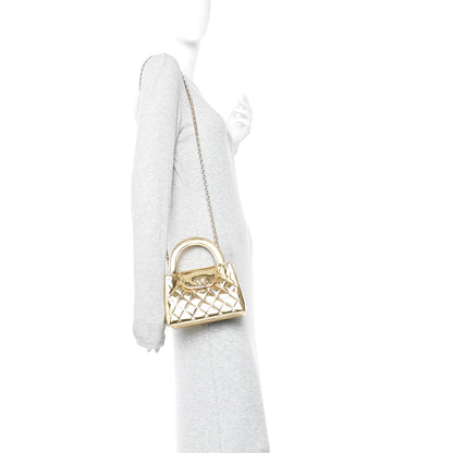 Chanel Mirror Calfskin Metallic Calfskin Quilted Nano Kelly Shopper Gold 2 of 10