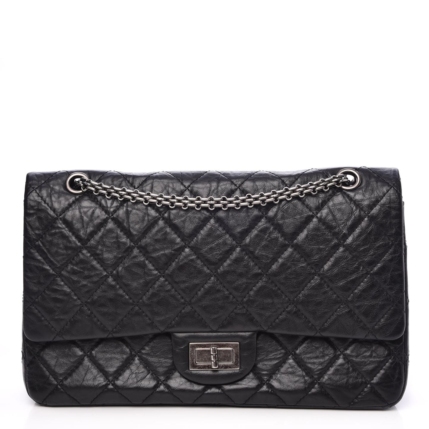 Aged Calfskin Quilted 2.55 Reissue 227 Flap Black