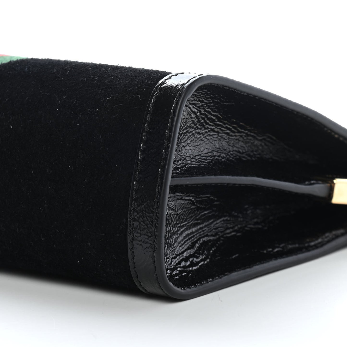 Suede Patent GG Web Small Ophidia Chain Shoulder Bag Black