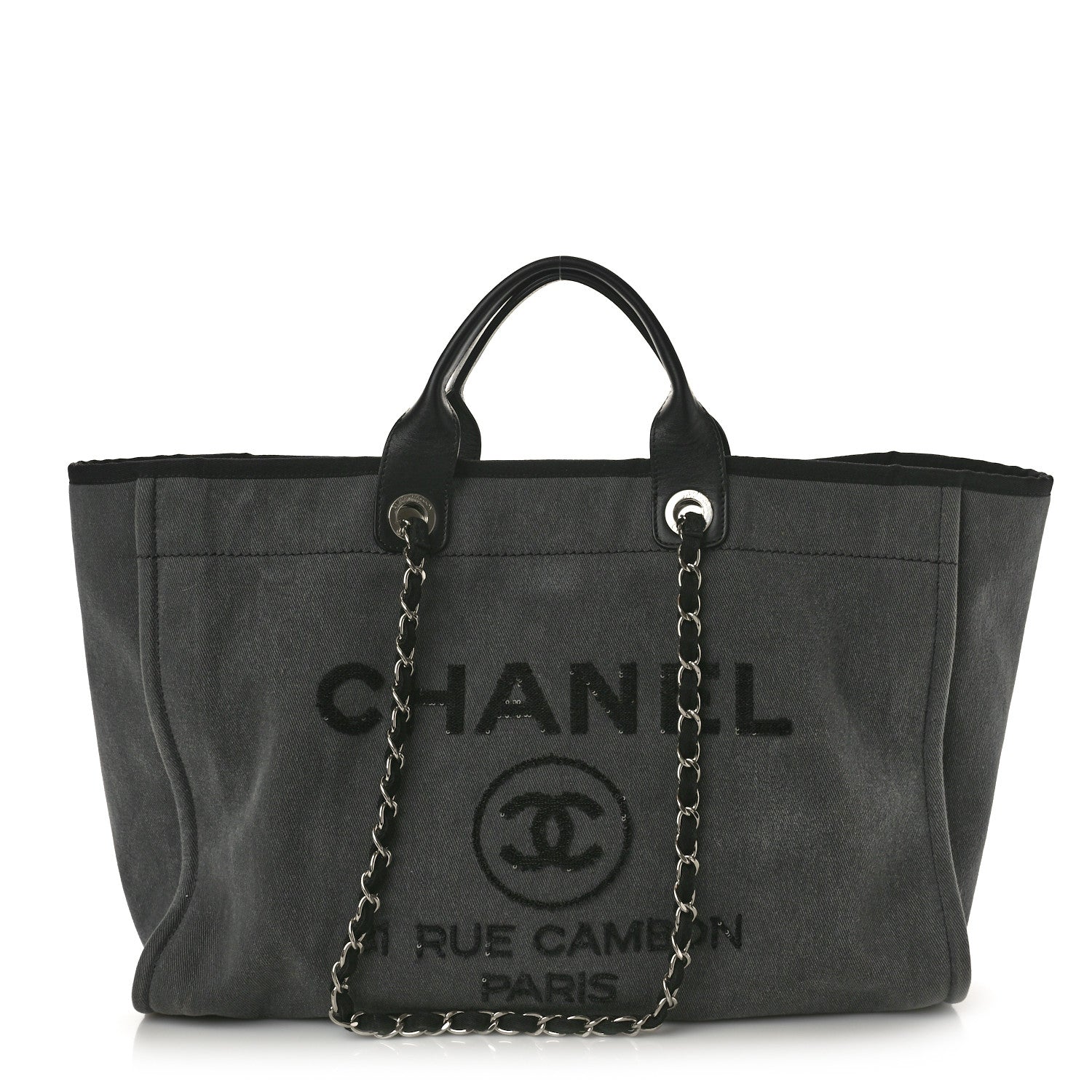Chanel Canvas Sequin Medium Deauville Tote Charcoal 1 of 10