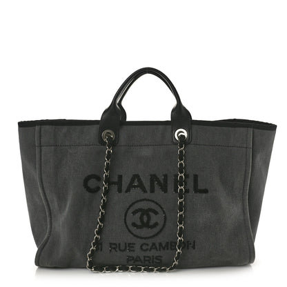 Chanel Canvas Sequin Medium Deauville Tote Charcoal 1 of 10