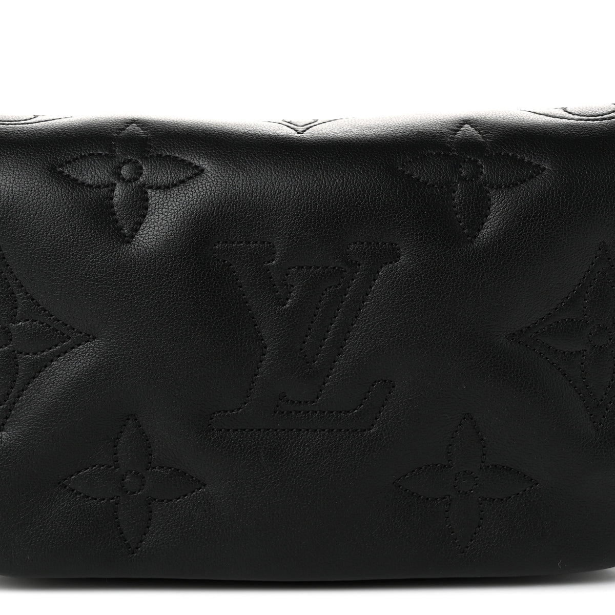 Calfskin Bubblegram Wallet On Strap Black