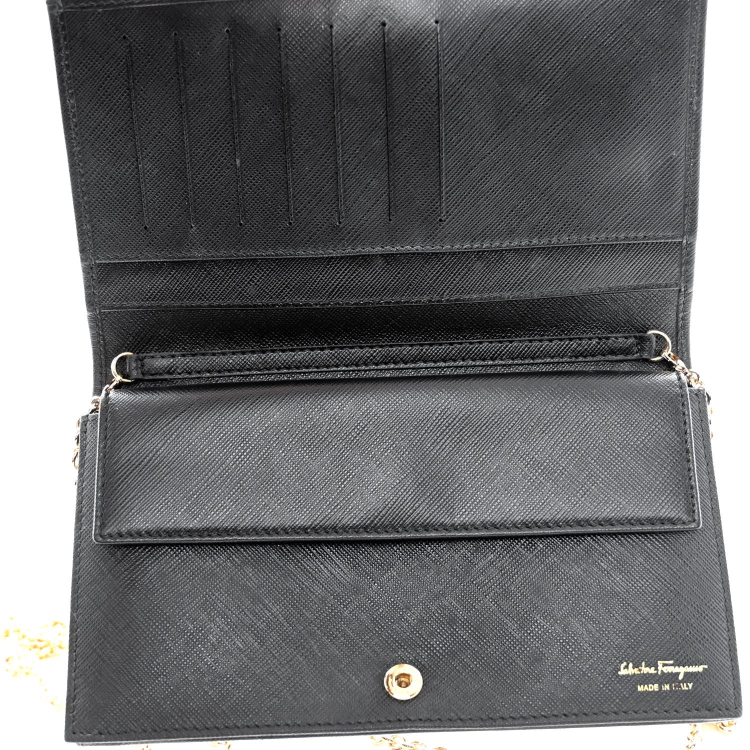 Salvatore Ferragamo Calfskin Vara Wallet On Chain Black 5 of 11