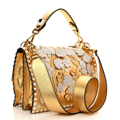 Fendi Metallic Calfskin Wonder Monster Kan I Shoulder Bag Gold 3 of 10