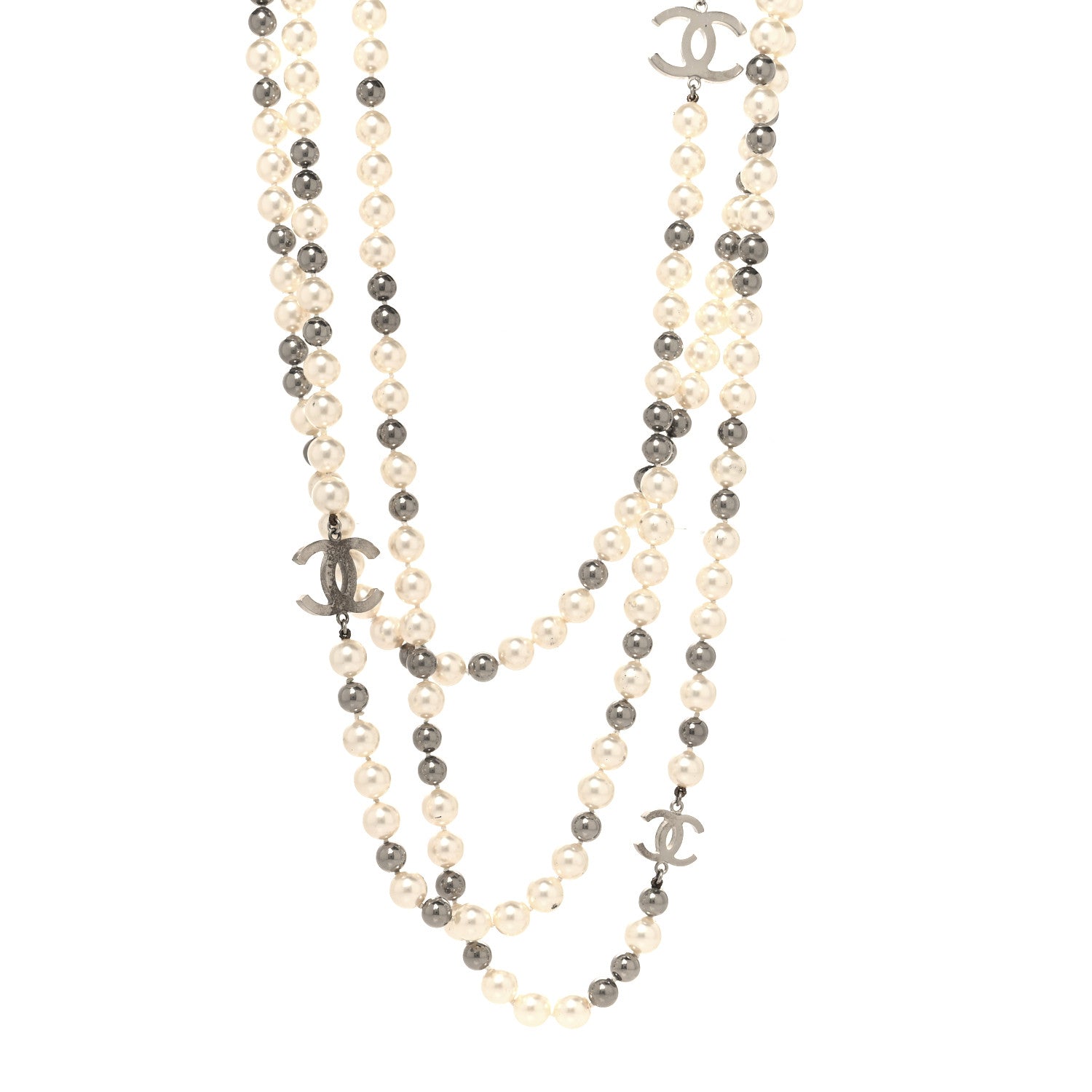 Chanel Pearl Multistrand CC Long Necklace Pearly White 1 of 7