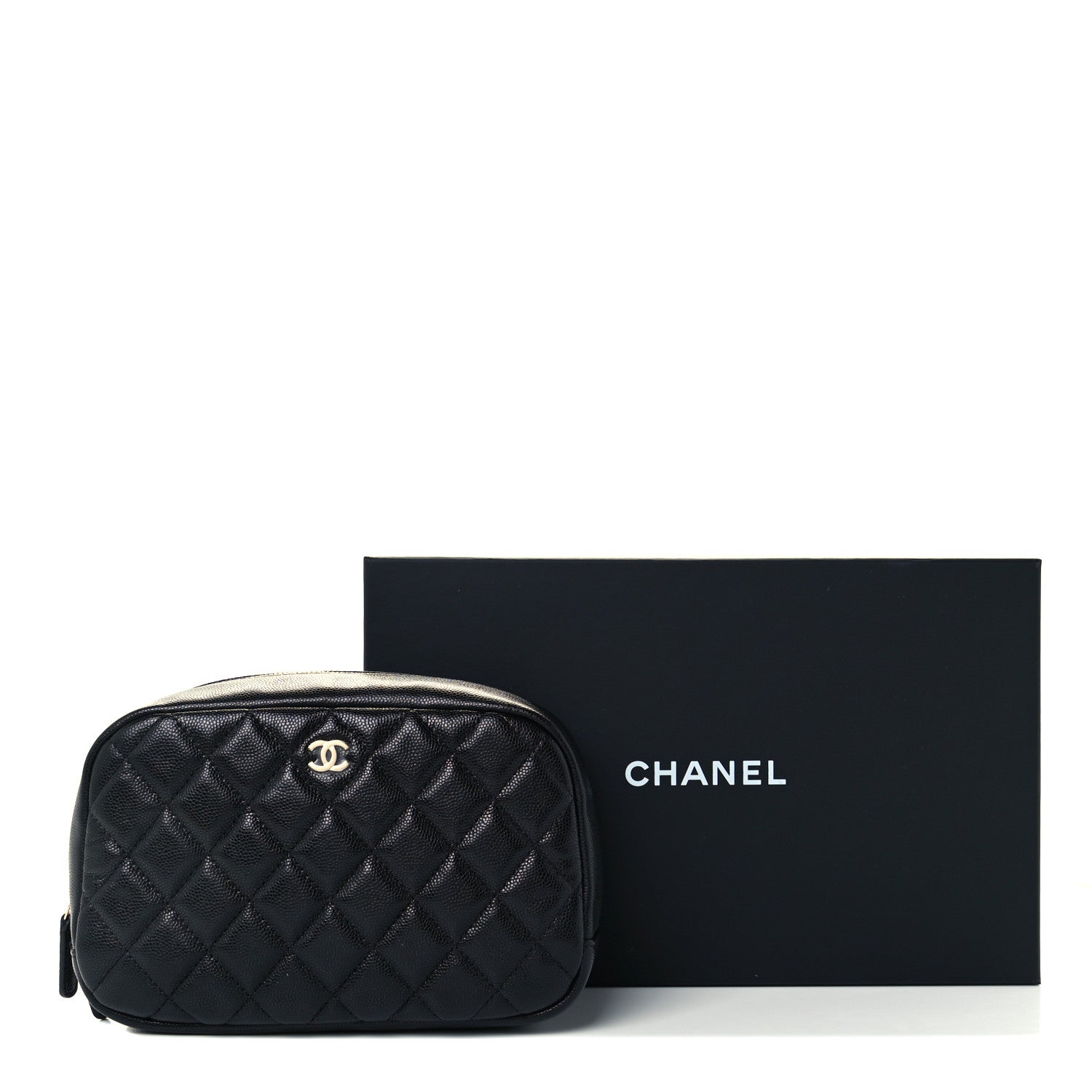 Chanel Caviar Quilted Curvy Pouch Cosmetic Case Black 10 of 10