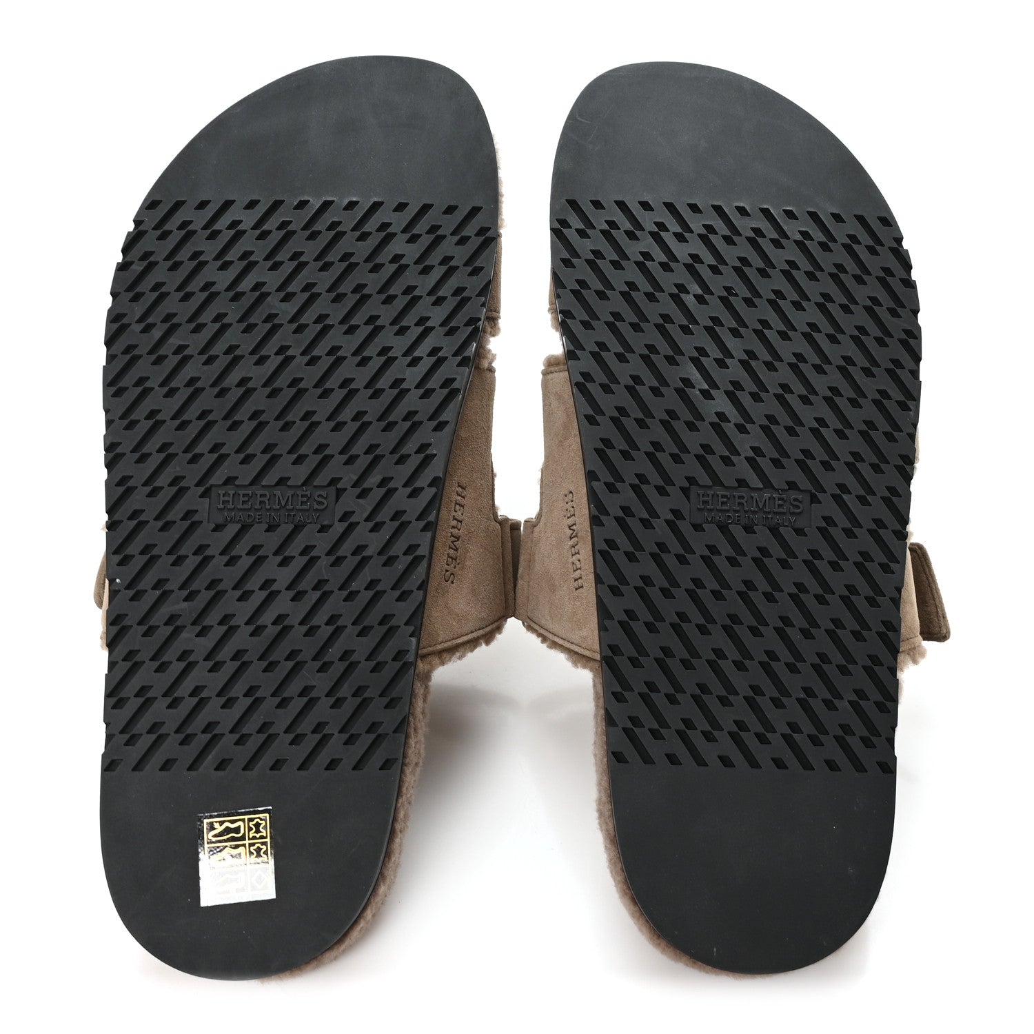 Hermes Suede Goatskin Woolskin Mens Chypre Sandals 42 Etoupe 6 of 9