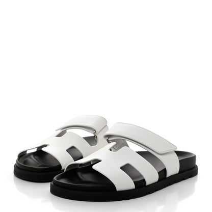 Hermes Calfskin Womens Chypre Sandals 37.5 White 3 of 9