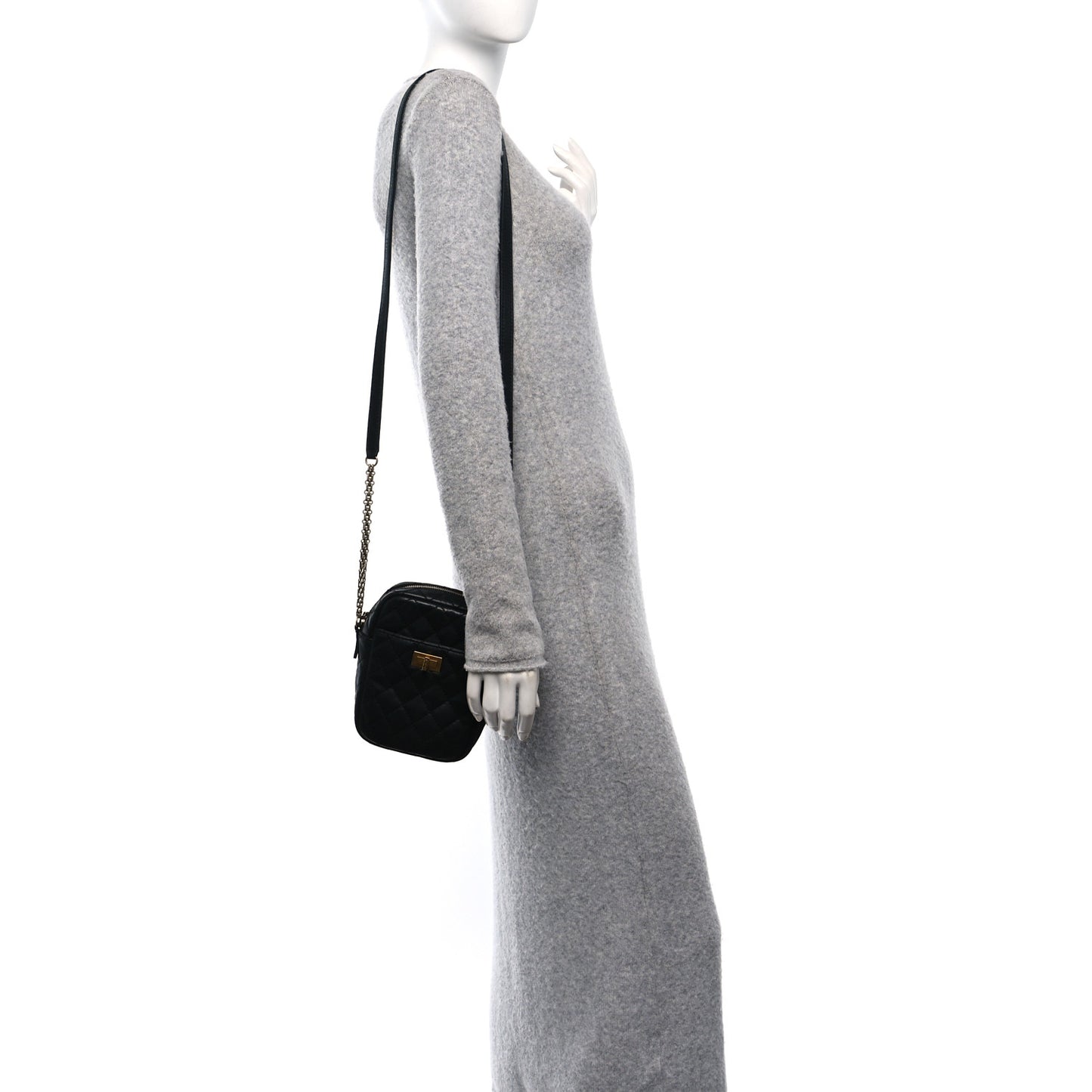 Nubuck Iridescent Calfskin Quilted Reissue Camera Case Black