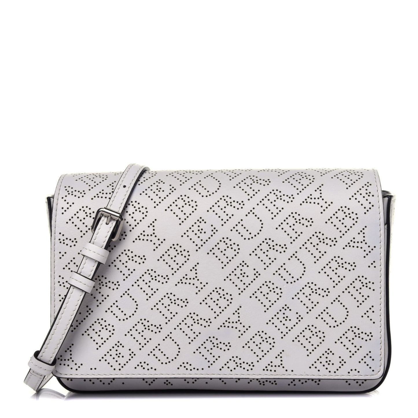 Calfskin Perforated Hampshire Crossbody Chalk White