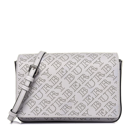 Burberry Calfskin Perforated Hampshire Crossbody Chalk White 1 of 10