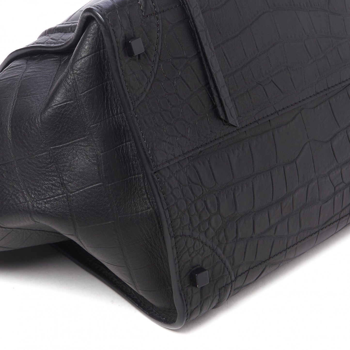 Calfskin Crocodile Embossed Medium Phantom Luggage Black