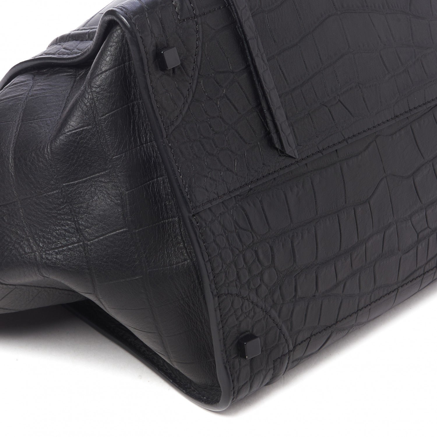 Celine Calfskin Crocodile Embossed Medium Phantom Luggage Black 7 of 9