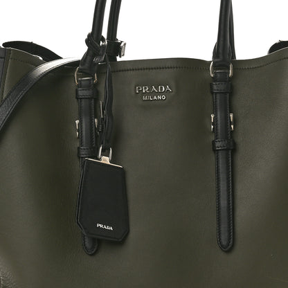 Prada City Calf Double Bag Black Green 7 of 9