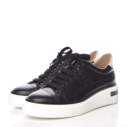 Hermes Calfskin Polo Sneakers 41 Black White 3 of 9
