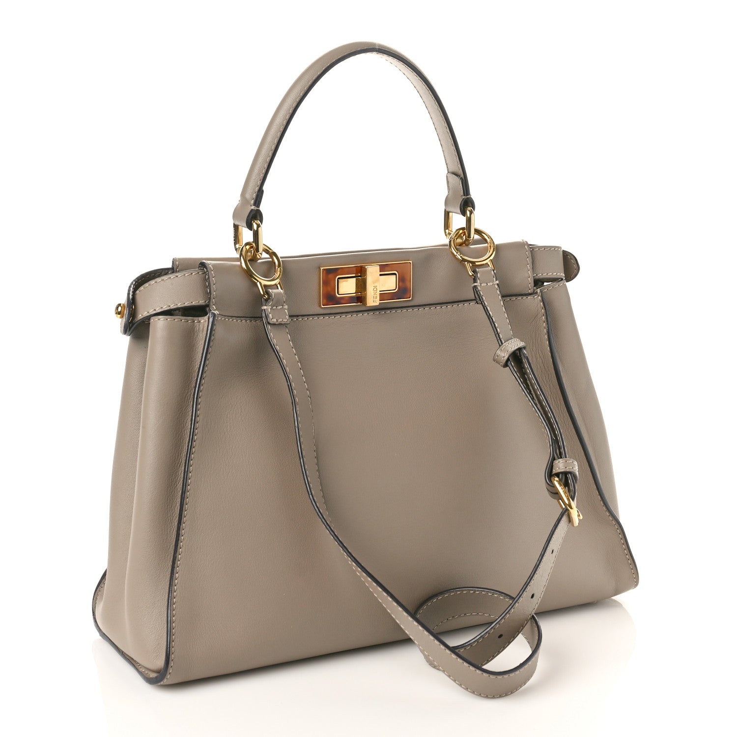 Fendi Vitello Seta Plexiglass Tortoise Medium Peekaboo Iconic Satchel Tortora 3 of 9