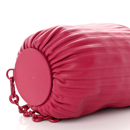 Loewe Lambskin Pleated Bracelet Pouch Chain Shoulder Bag Rouge Blossoms 9 of 11