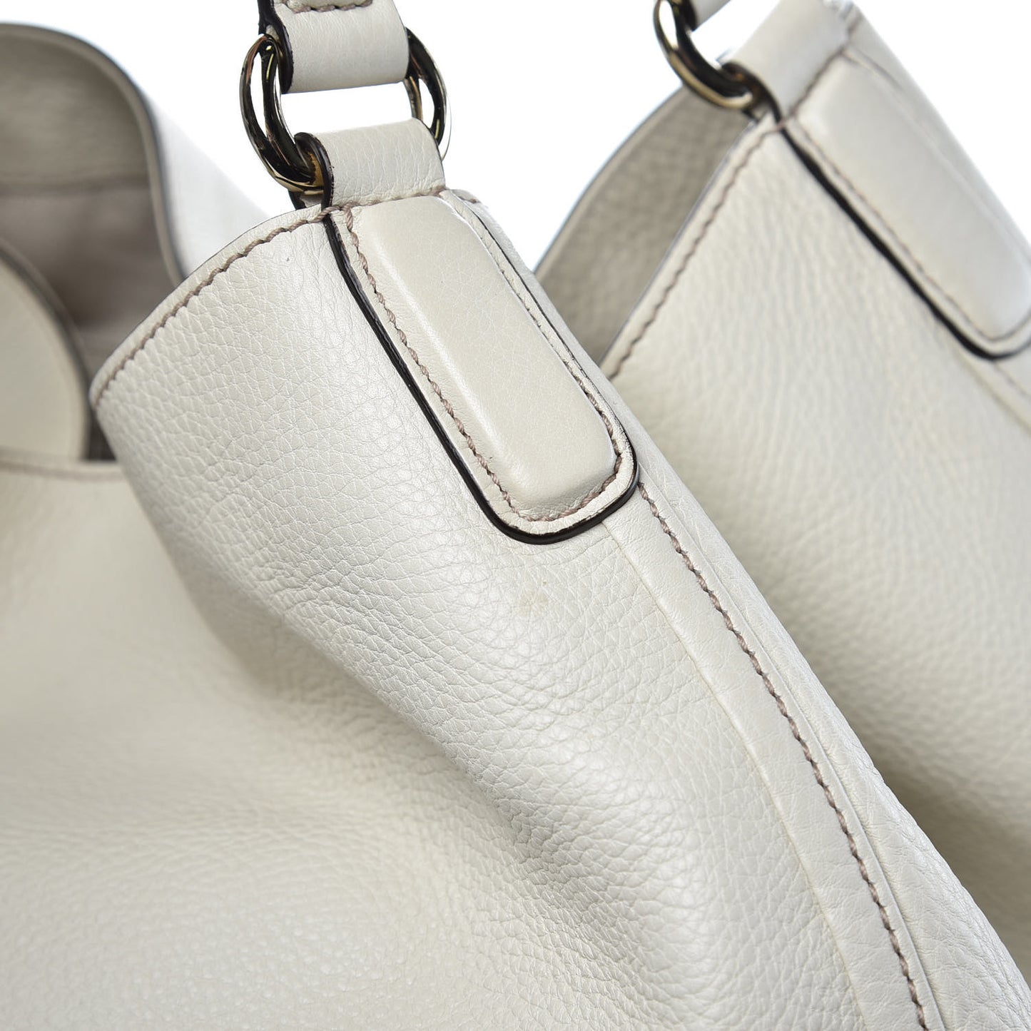 Pebbled Calfskin Large Soho Shoulder Bag Off White
