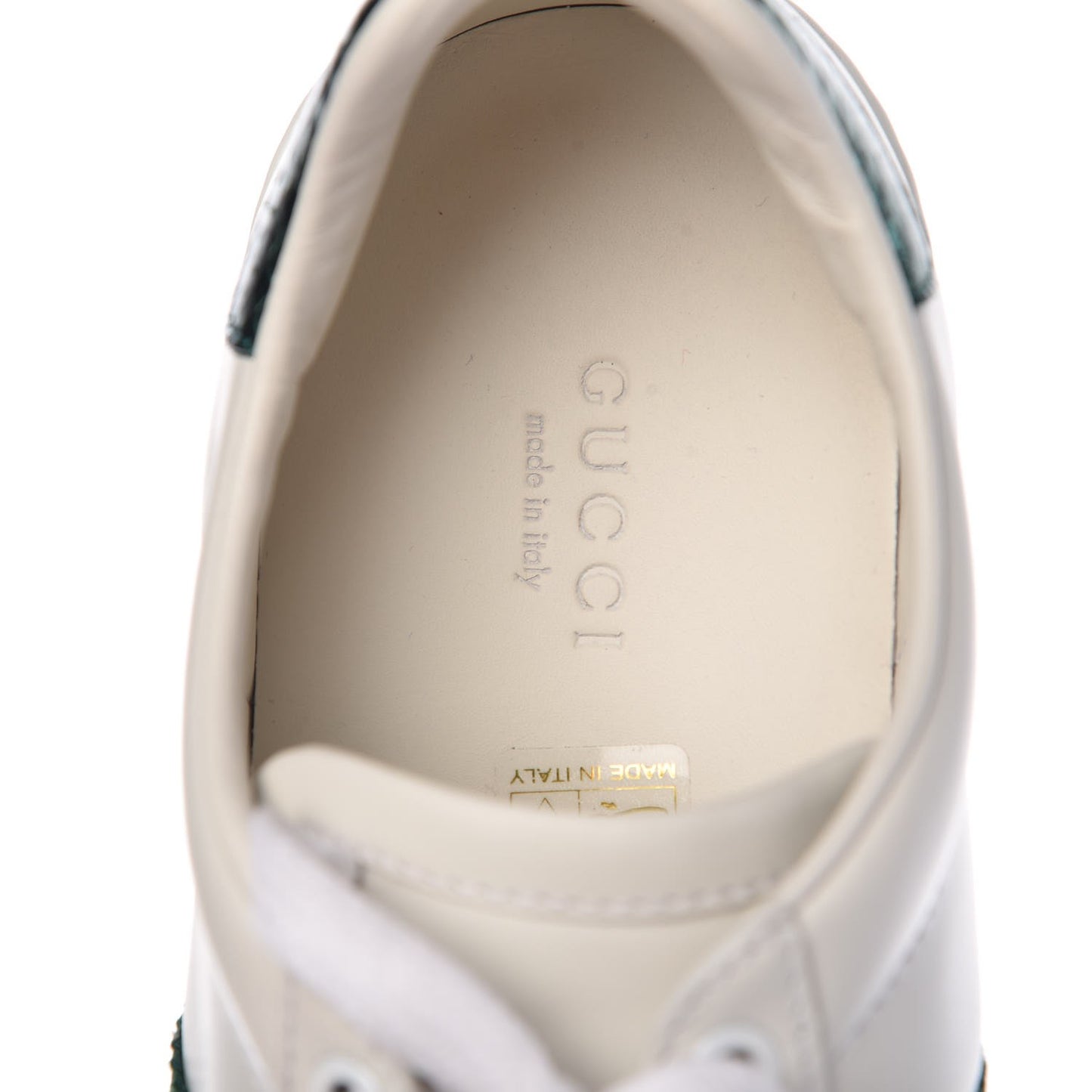 Calfskin Ayers Bee Embroidered Womens Ace Sneakers 37.5 White Green