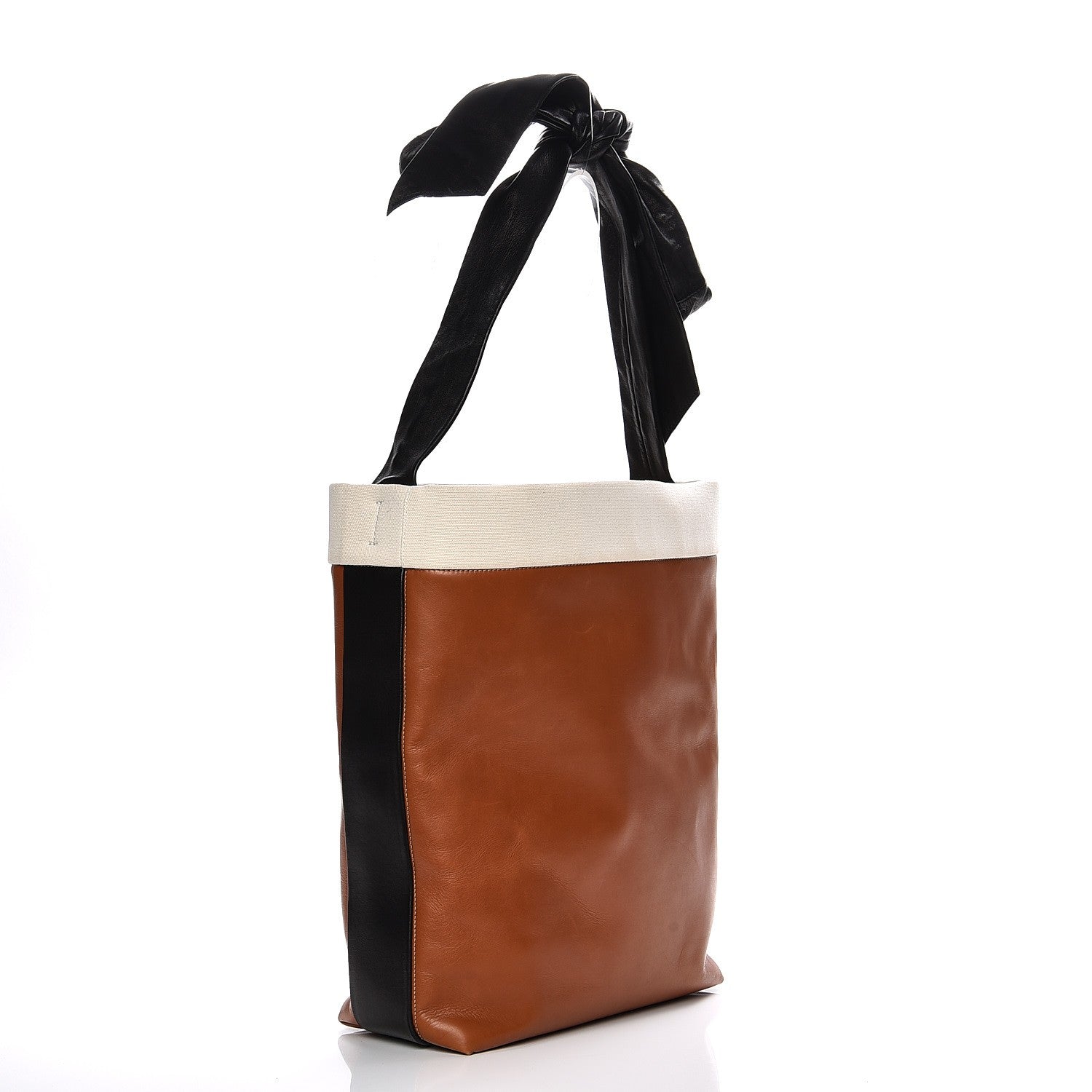 Celine Lambskin Calfskin Band Twisted Cabas Tan 4 of 14