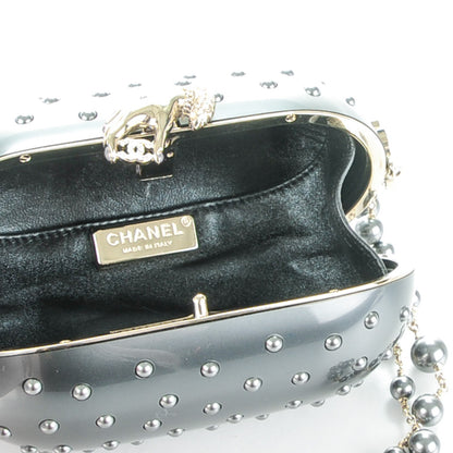 Chanel Resin Crystal Pearl Clutch Dark Grey 8 of 10