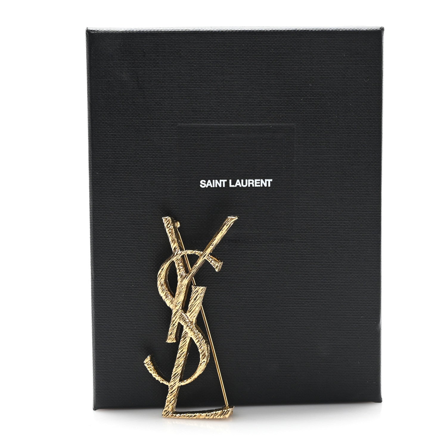 Saint Laurent Brass Cassandre Opyum YSL Twisted Brooch Gold