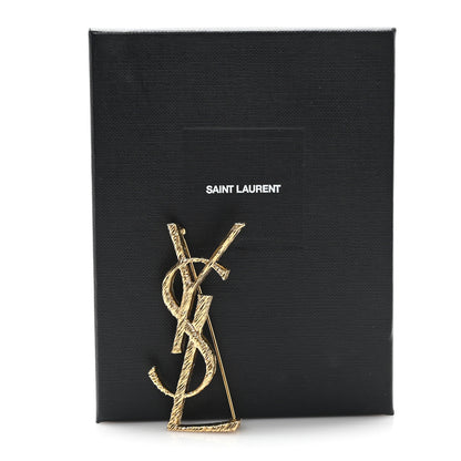 Saint Laurent Brass Cassandre Opyum YSL Twisted Brooch Gold 4 of 4